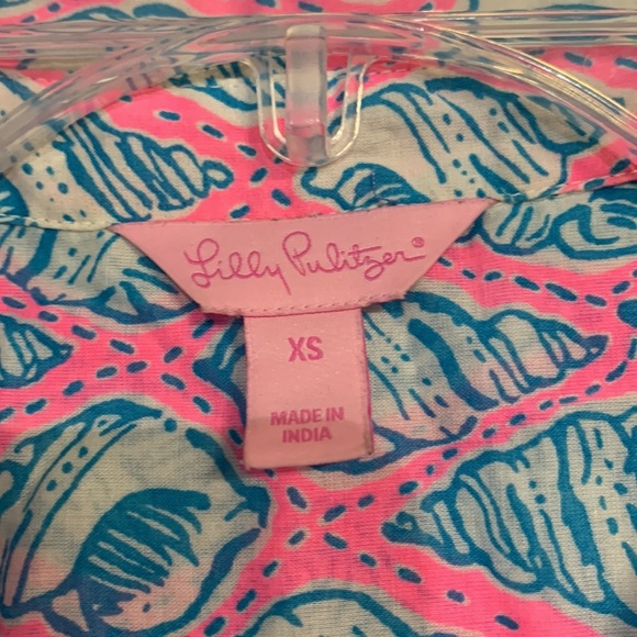 LILLY PULITZER CAPTIVA TUNIC BLOUSE PINK SEASHELLS XS - Picture 3 of 8